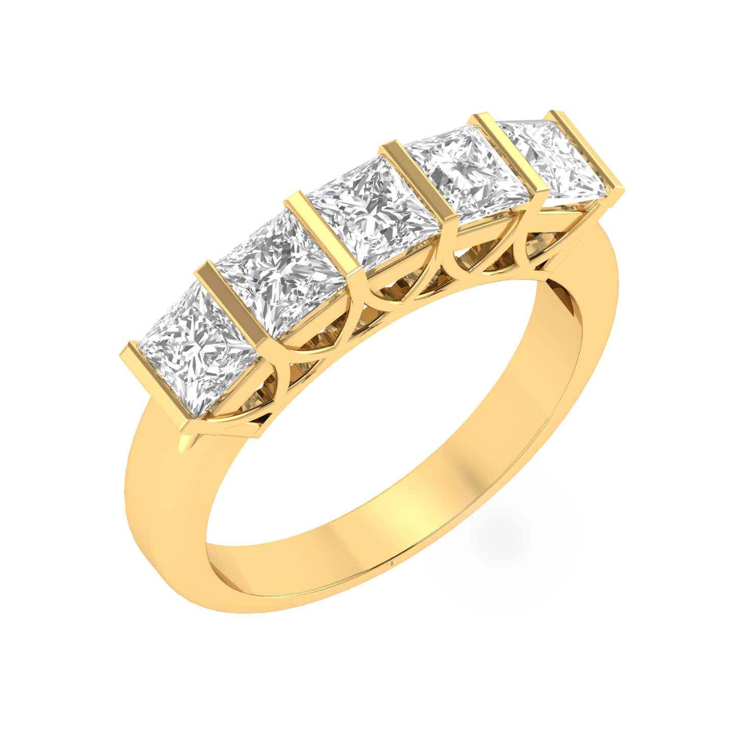 Princess Channel Half Eternity Ring - Gold