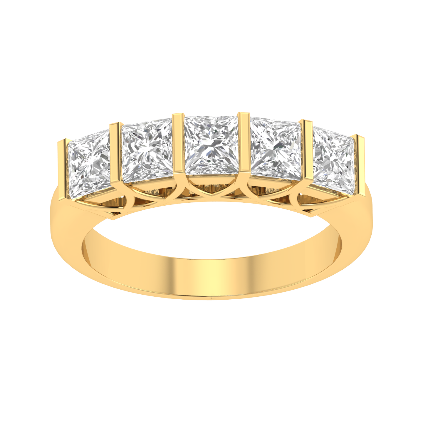 Princess Channel Half Eternity Ring - Gold