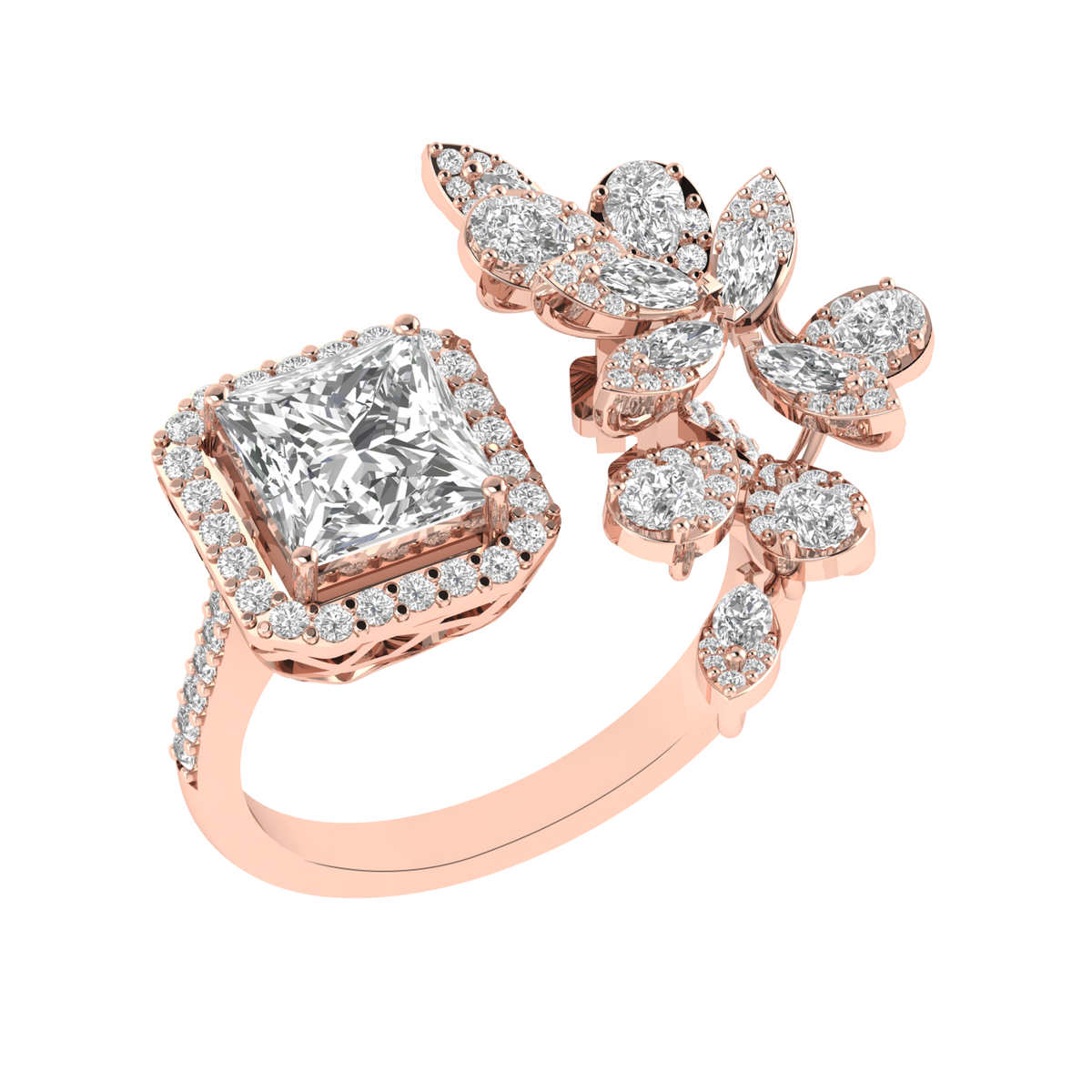 Princess Solitaire Cocktail Ring - Rose