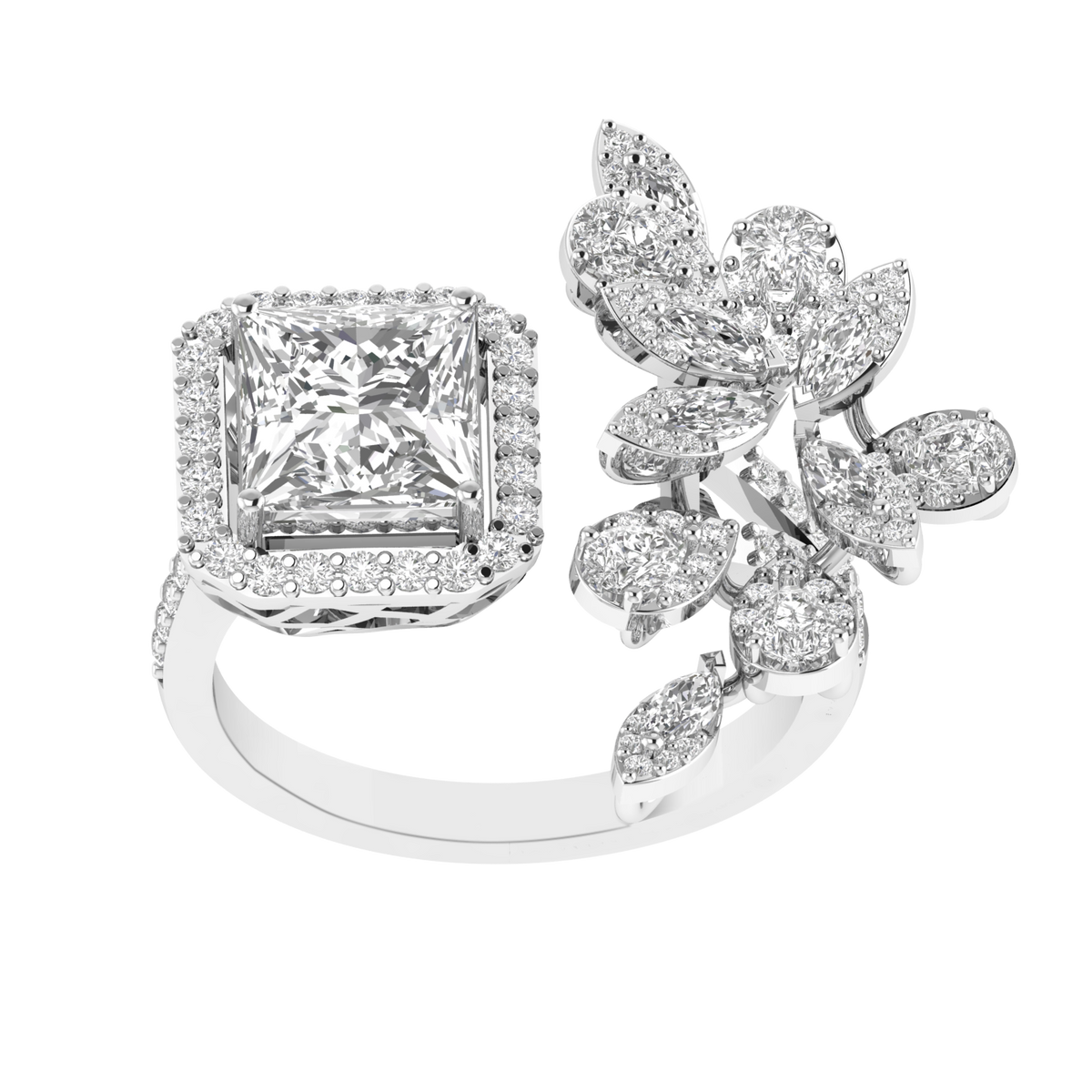 Princess Solitaire Cocktail Ring - White