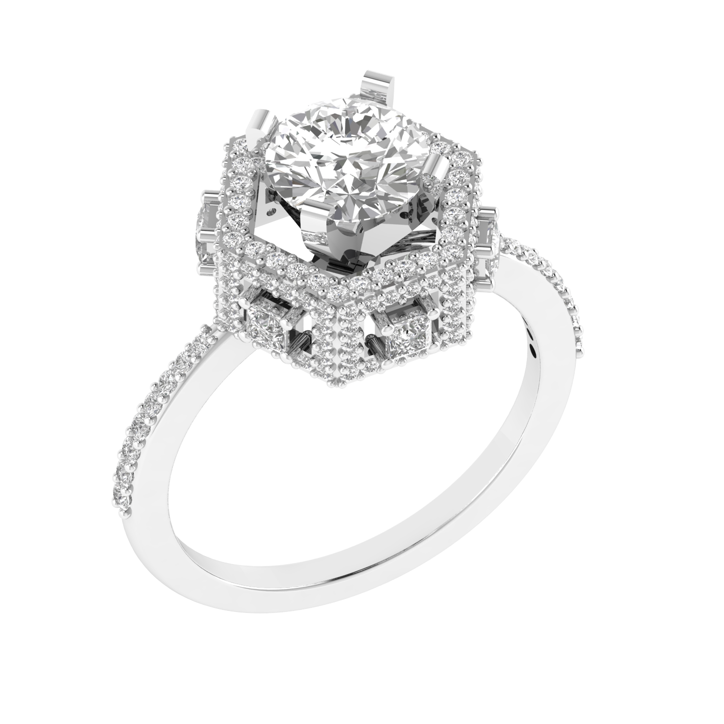 Round Cocktail Ring - White