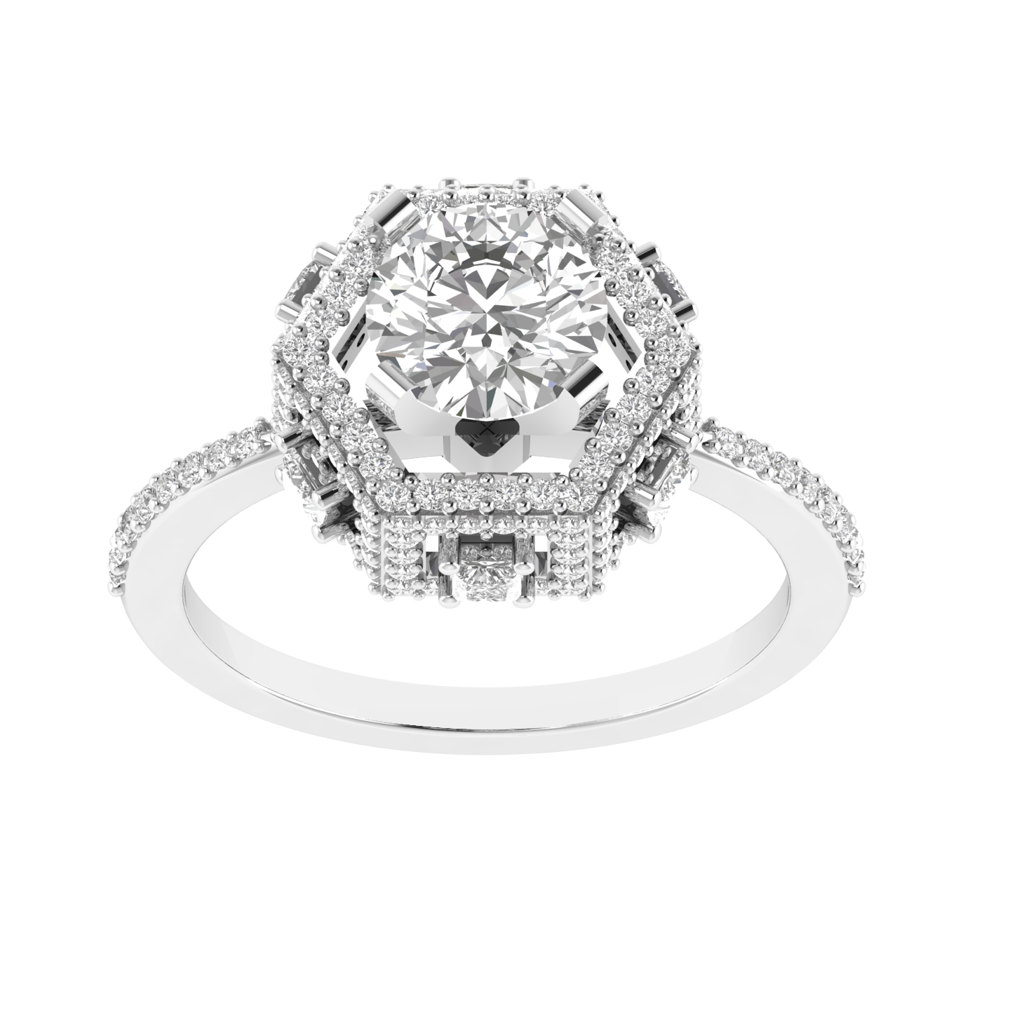 Round Cocktail Ring - White