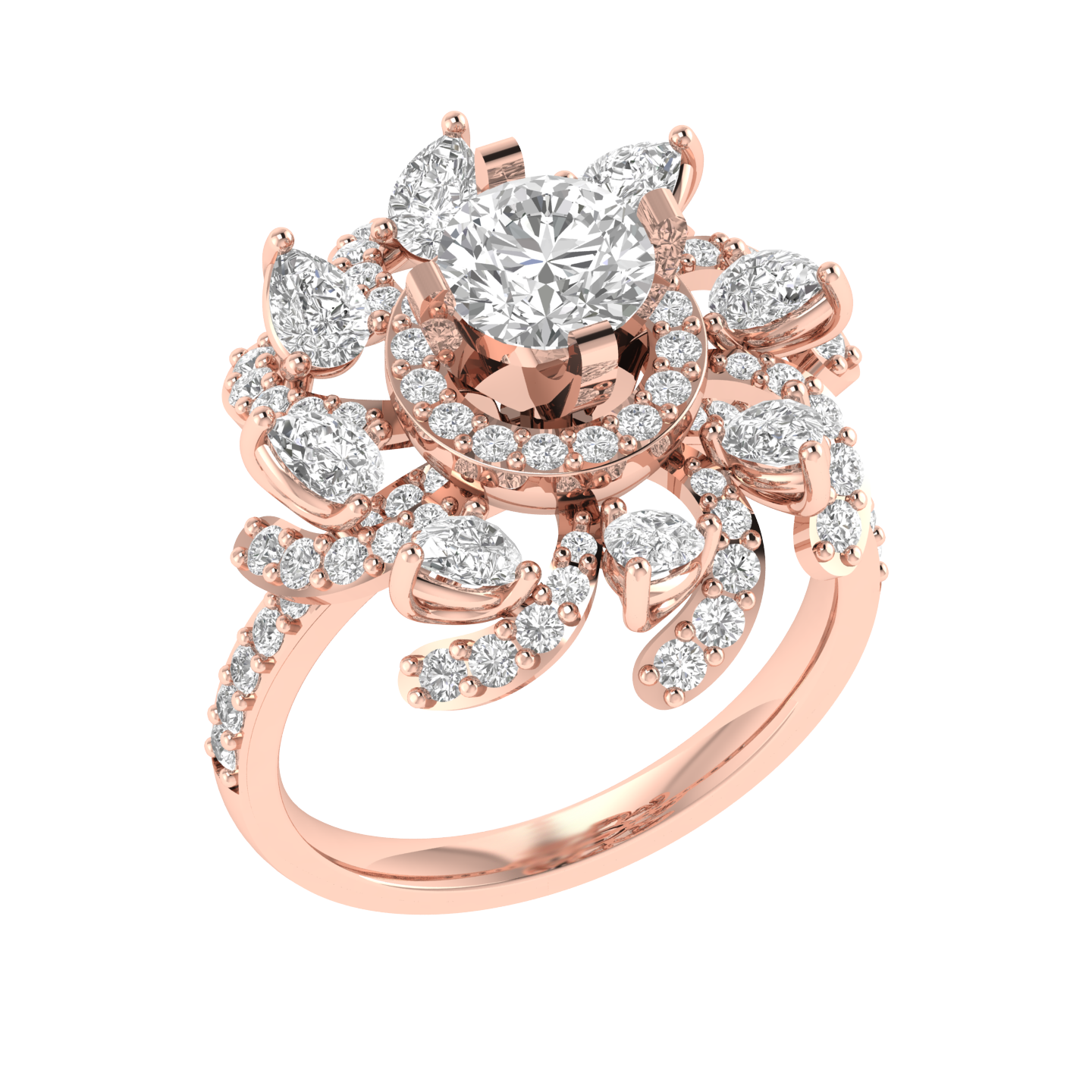 Round Flower Ring - Rose