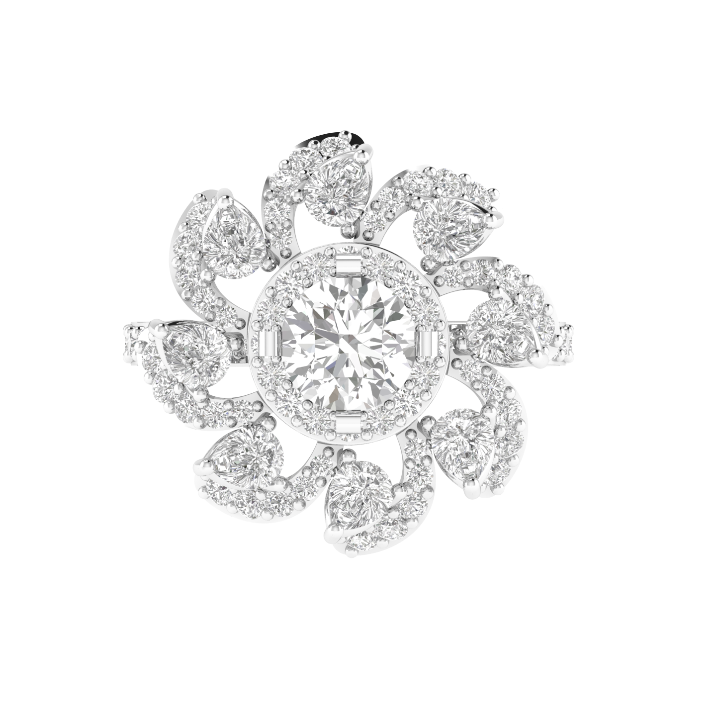 Round Flower Ring - White