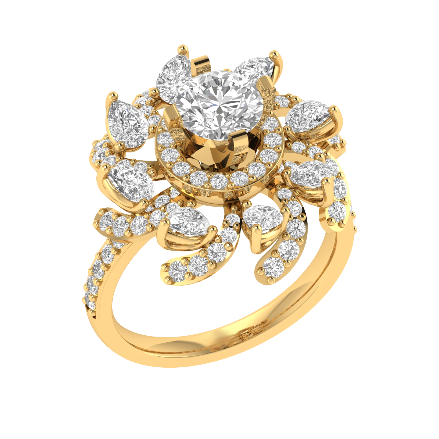 Round Flower Ring - Gold