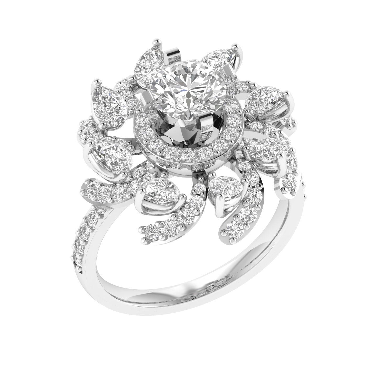Round Flower Ring - White