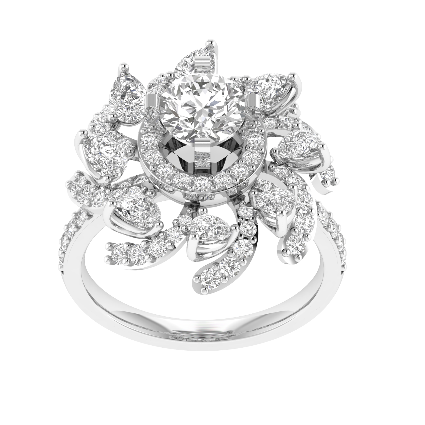 Round Flower Ring - White
