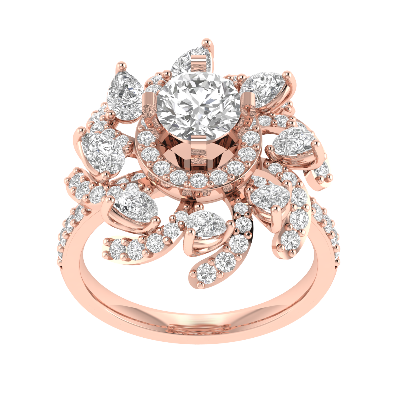 Round Flower Ring - Rose