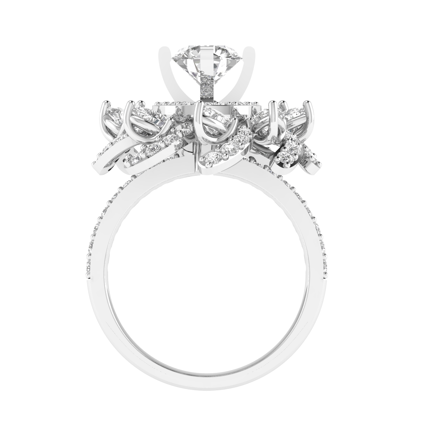Round Flower Ring - White