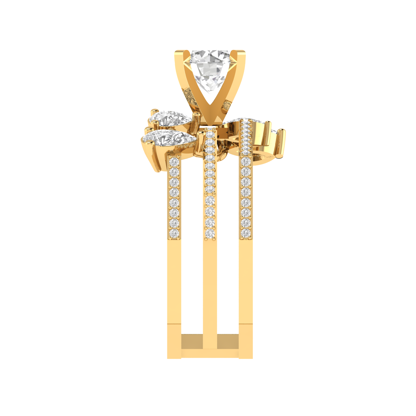 Round Hexagonal Shank Ring - Gold