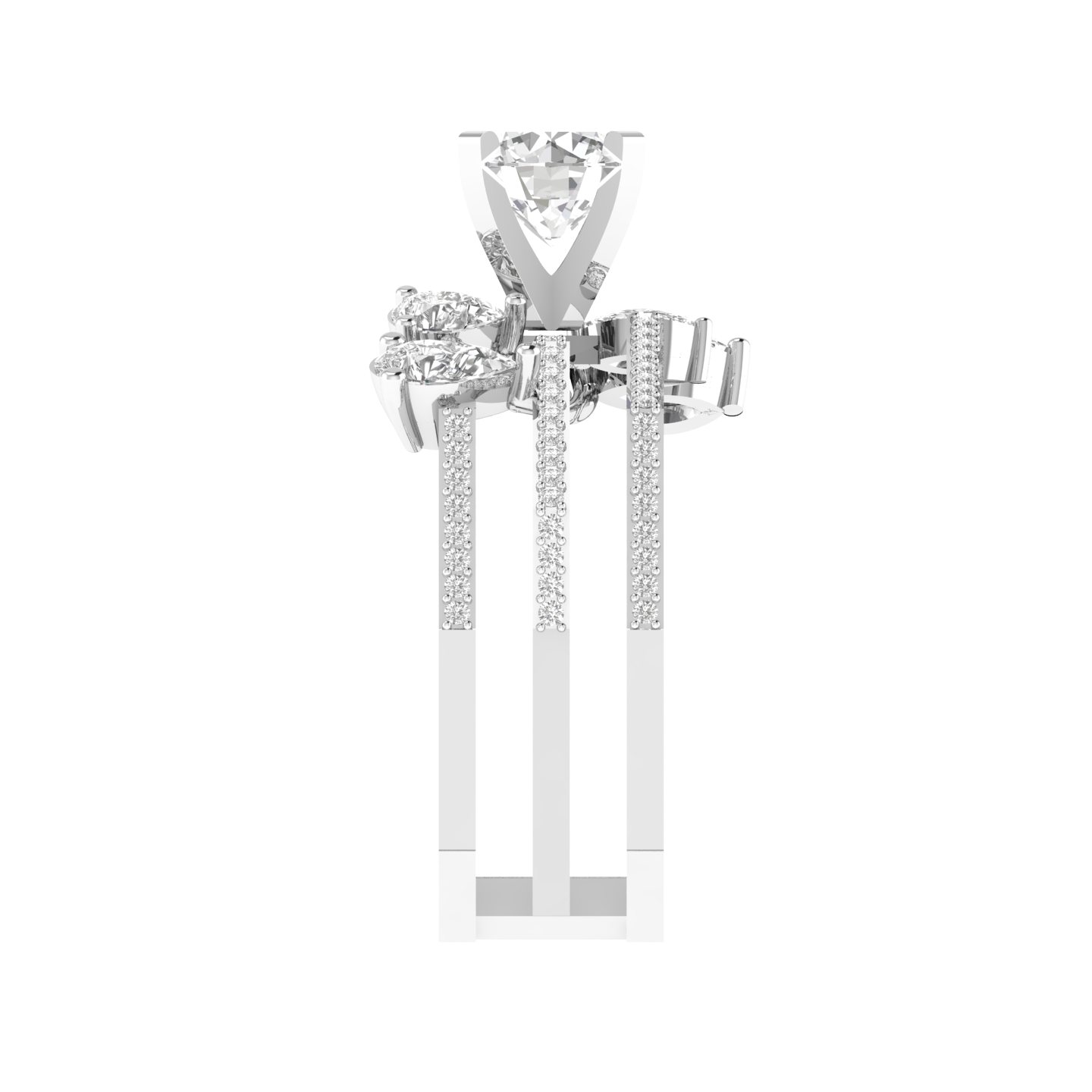 Round Hexagonal Shank Ring - White