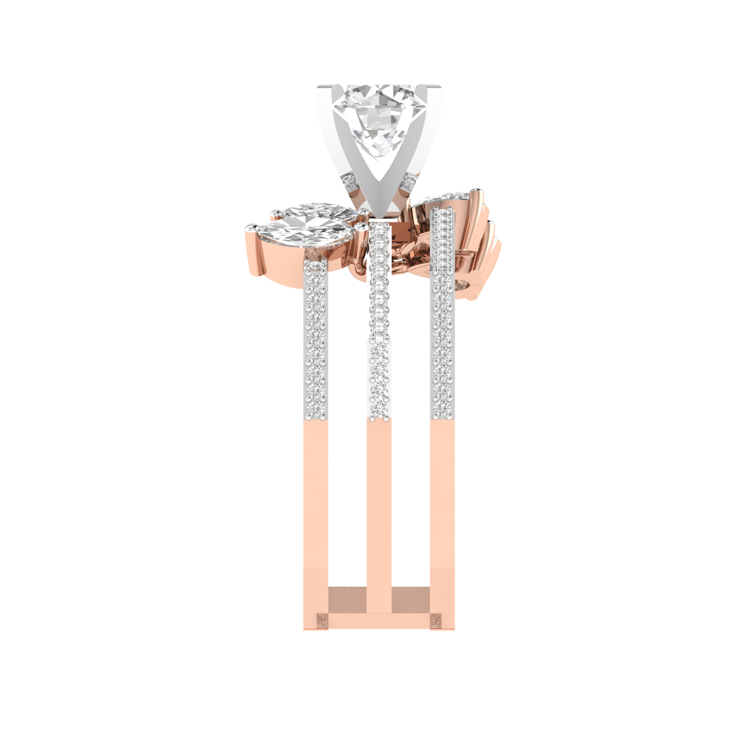 Round Hexagonal Shank Ring - Rose