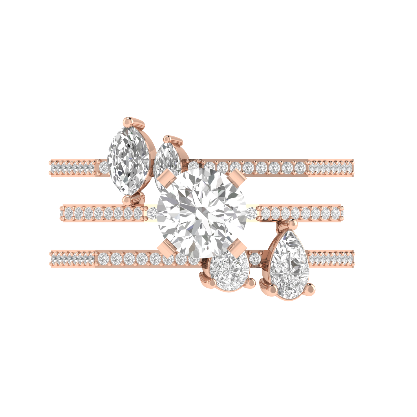 Round Hexagonal Shank Ring - Rose