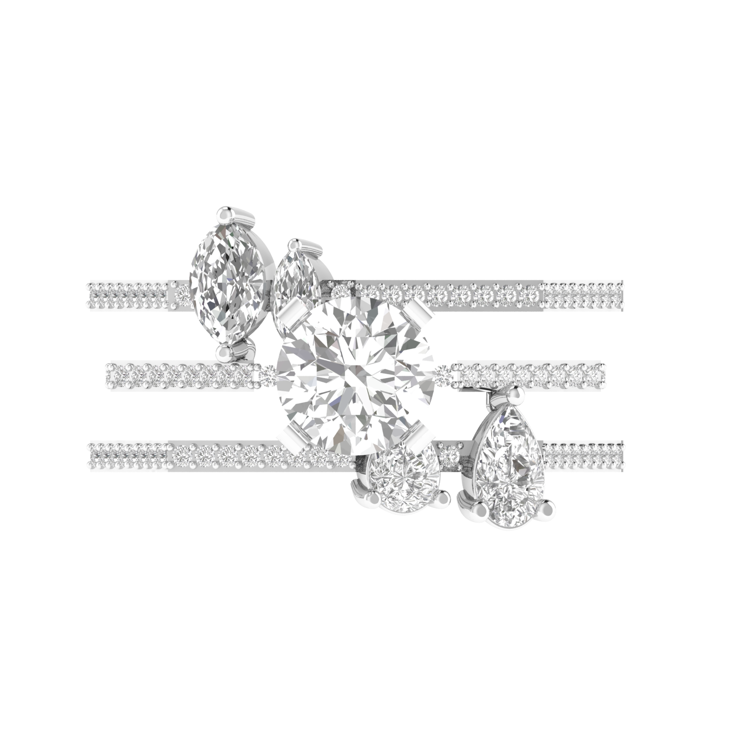 Round Hexagonal Shank Ring - White