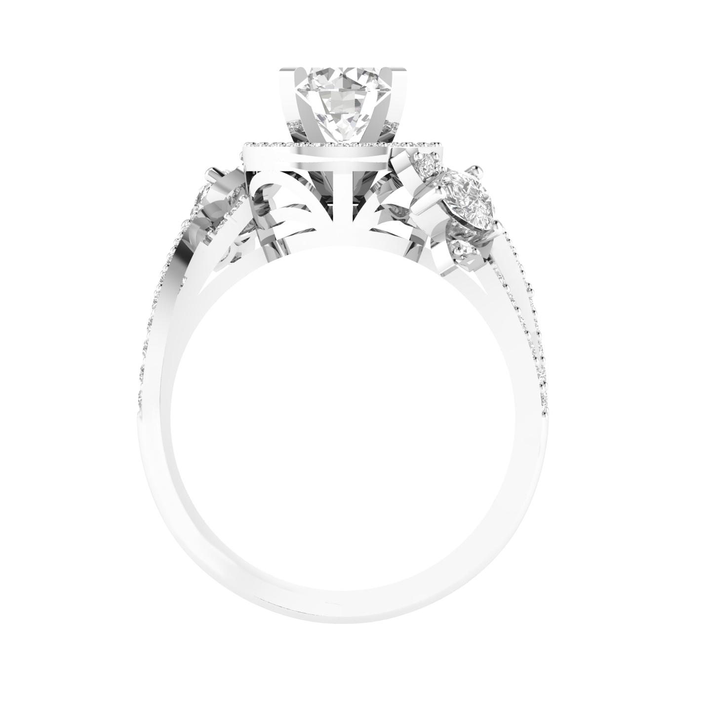 Round Lotus Ring - White