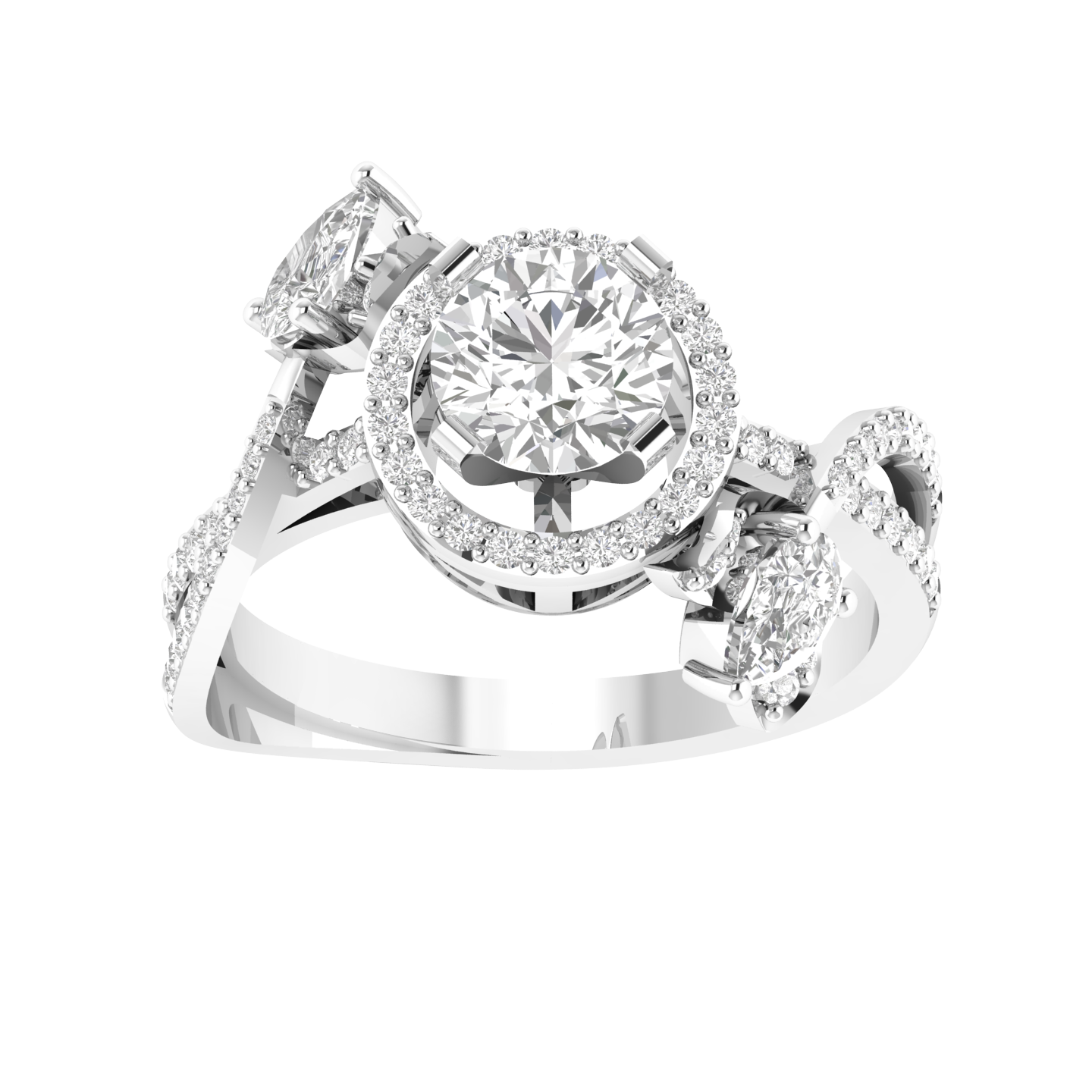 Round Lotus Ring - White