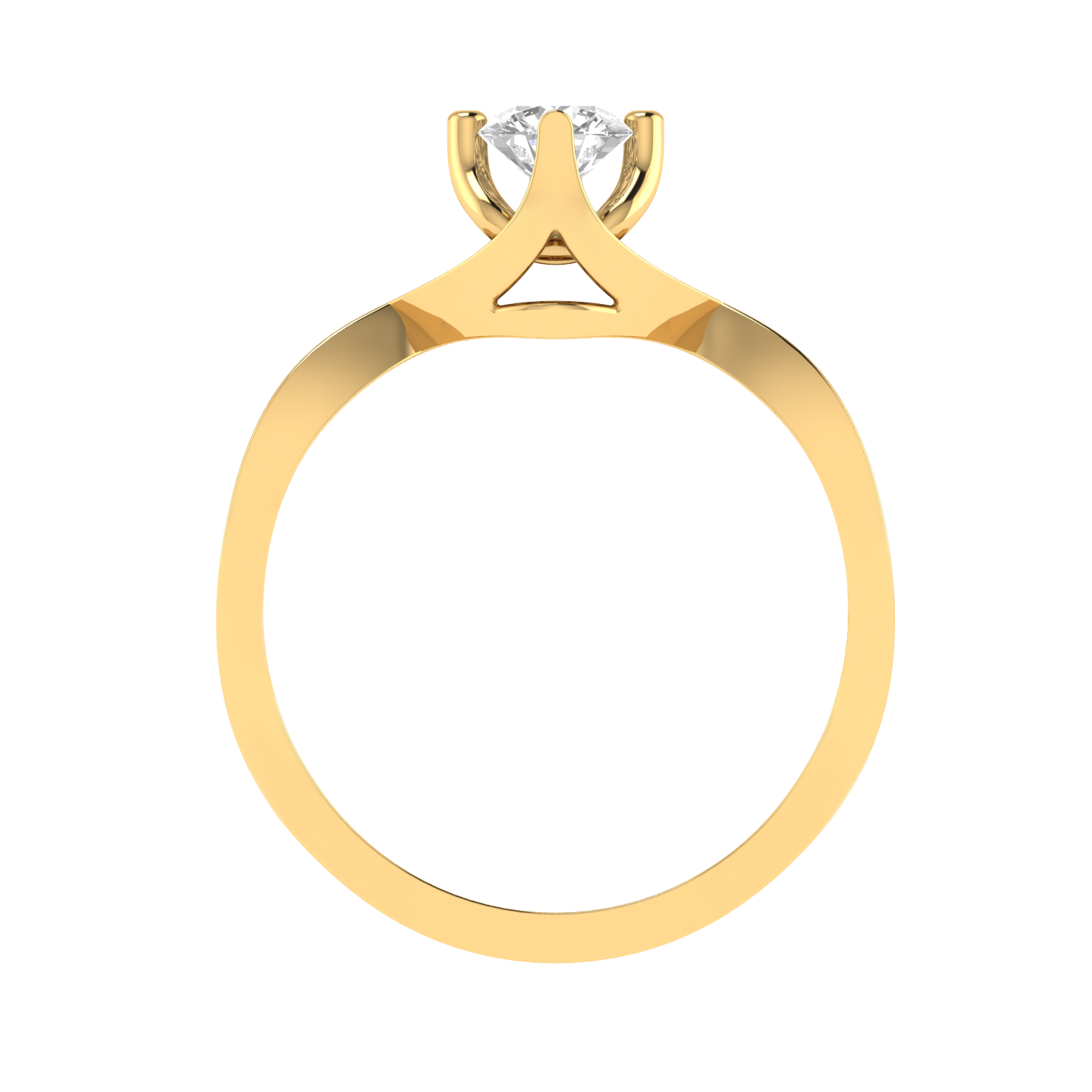 Round Solitaire Criss Cross Ring - Gold