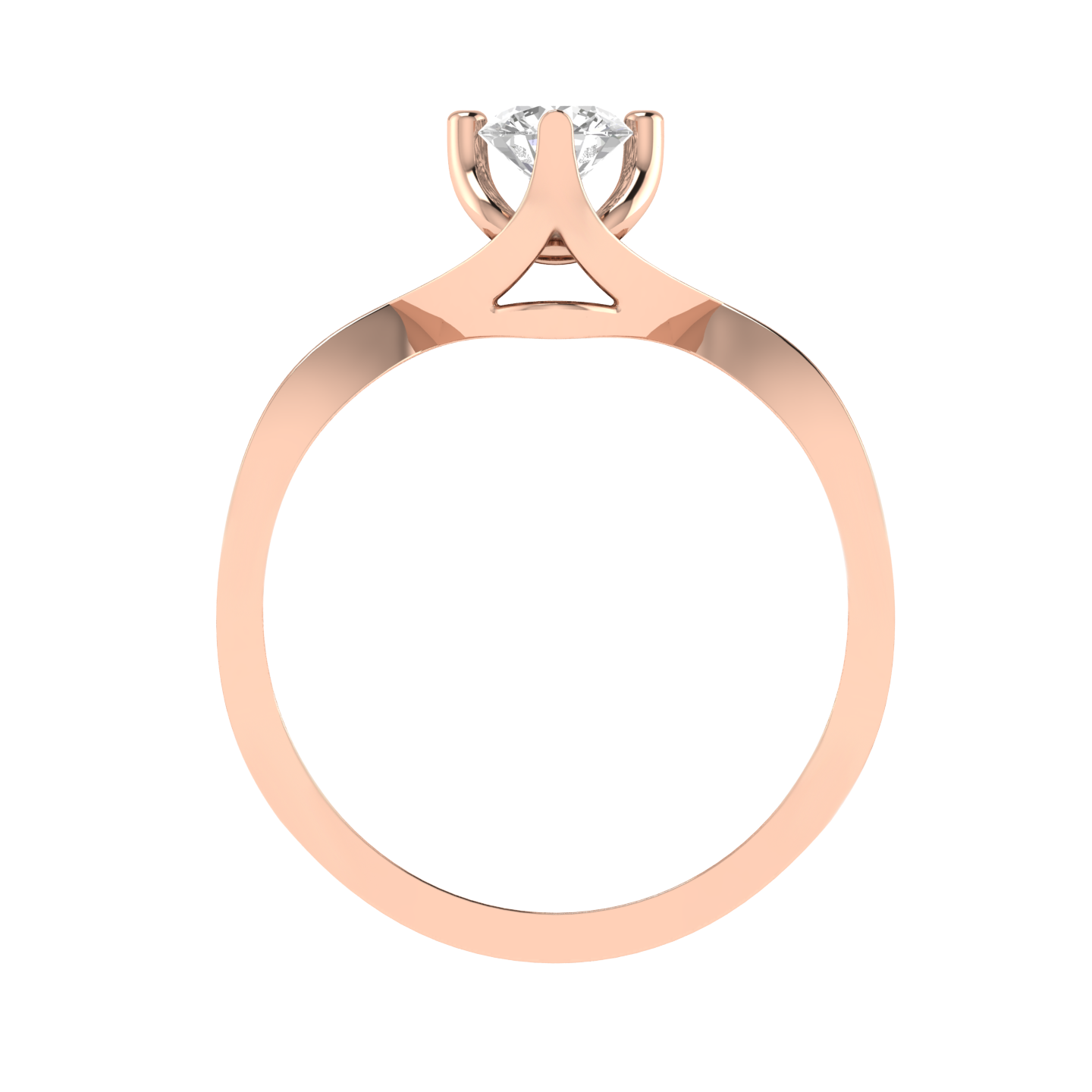 Round Solitaire Criss Cross Ring - Rose