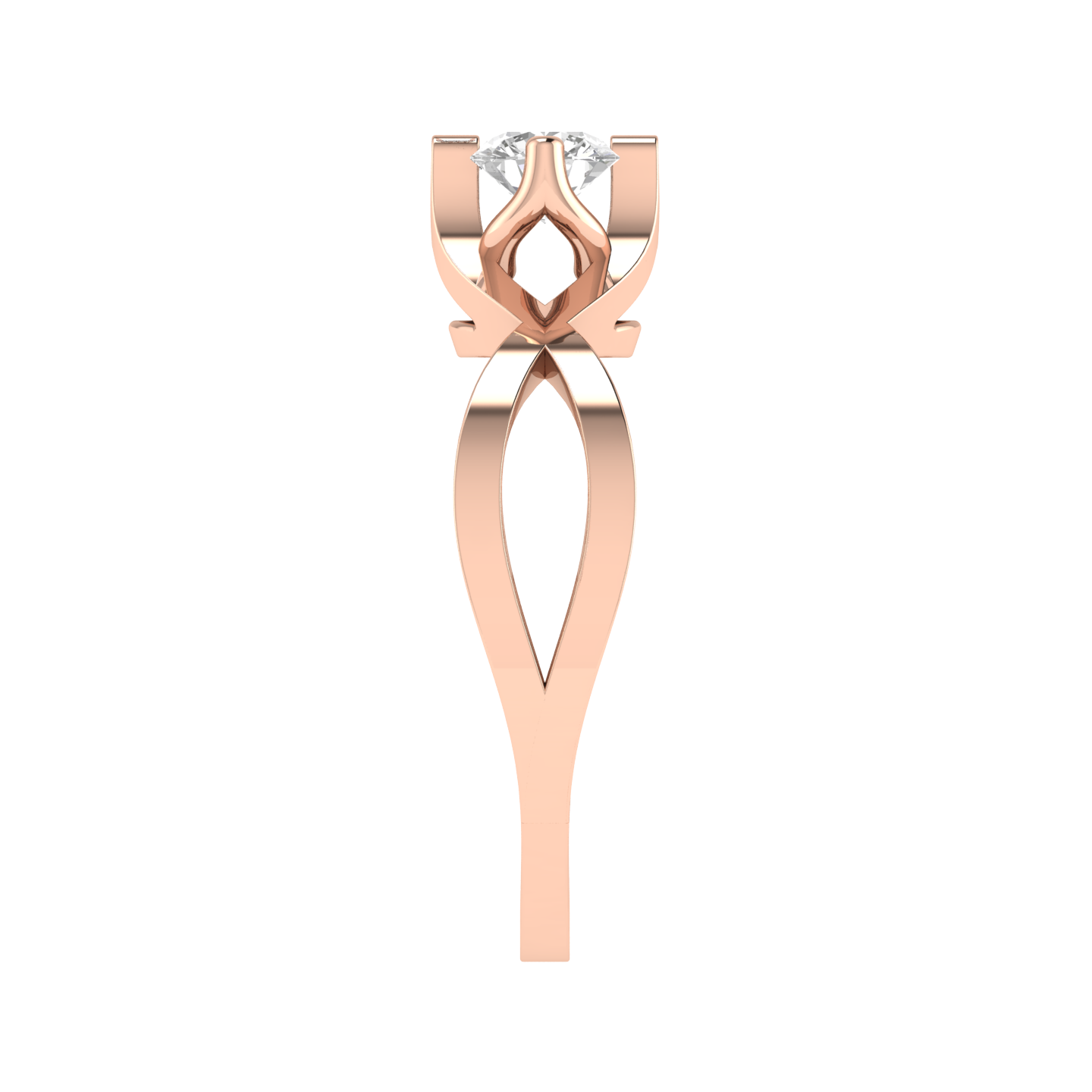Round Solitaire Criss Cross Ring - Rose