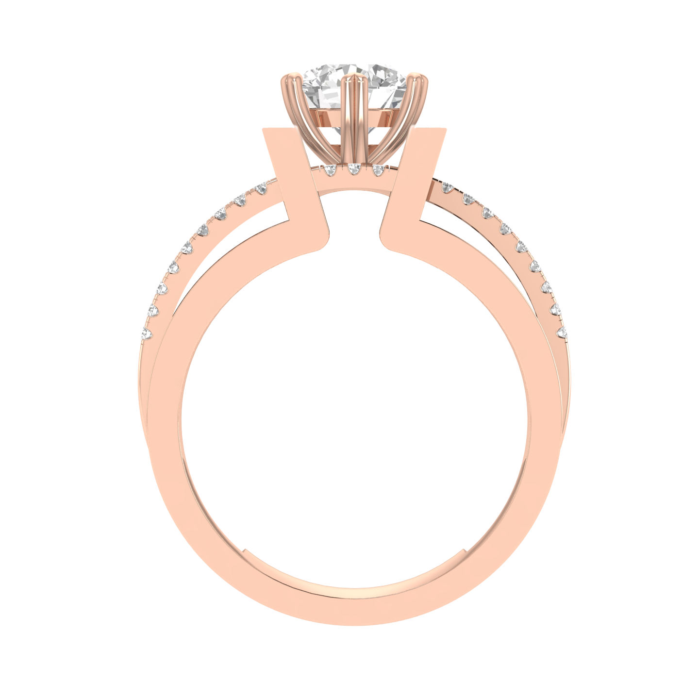 Round Solitaire Ring with Heart Prongs - Rose