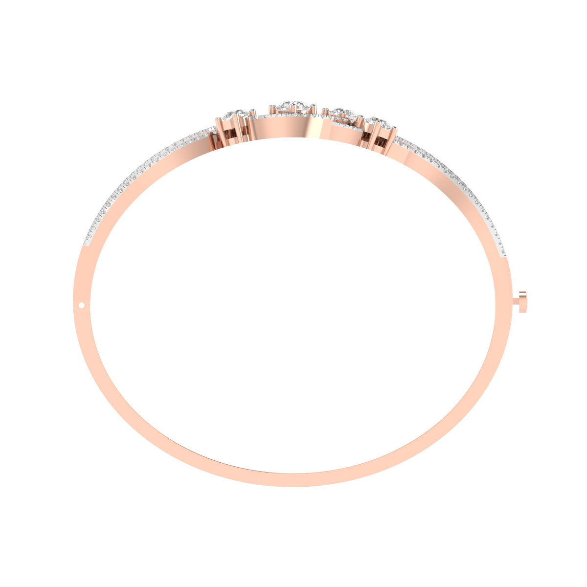 Lab Grown wave Kada with round solitaires - Rose
