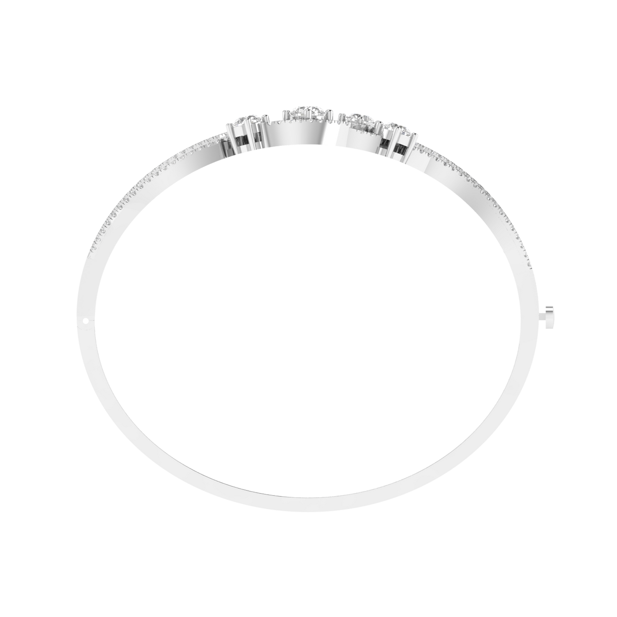 Lab Grown wave Kada with round solitaires - White