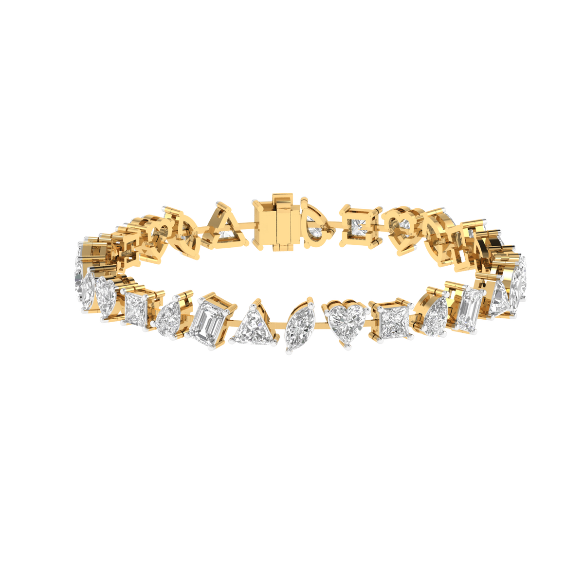 Lab Grown Multi shape bracelet - Gold