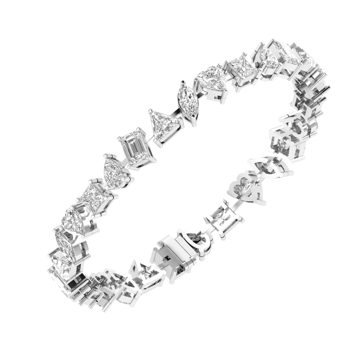 Lab Grown Multi shape bracelet - White