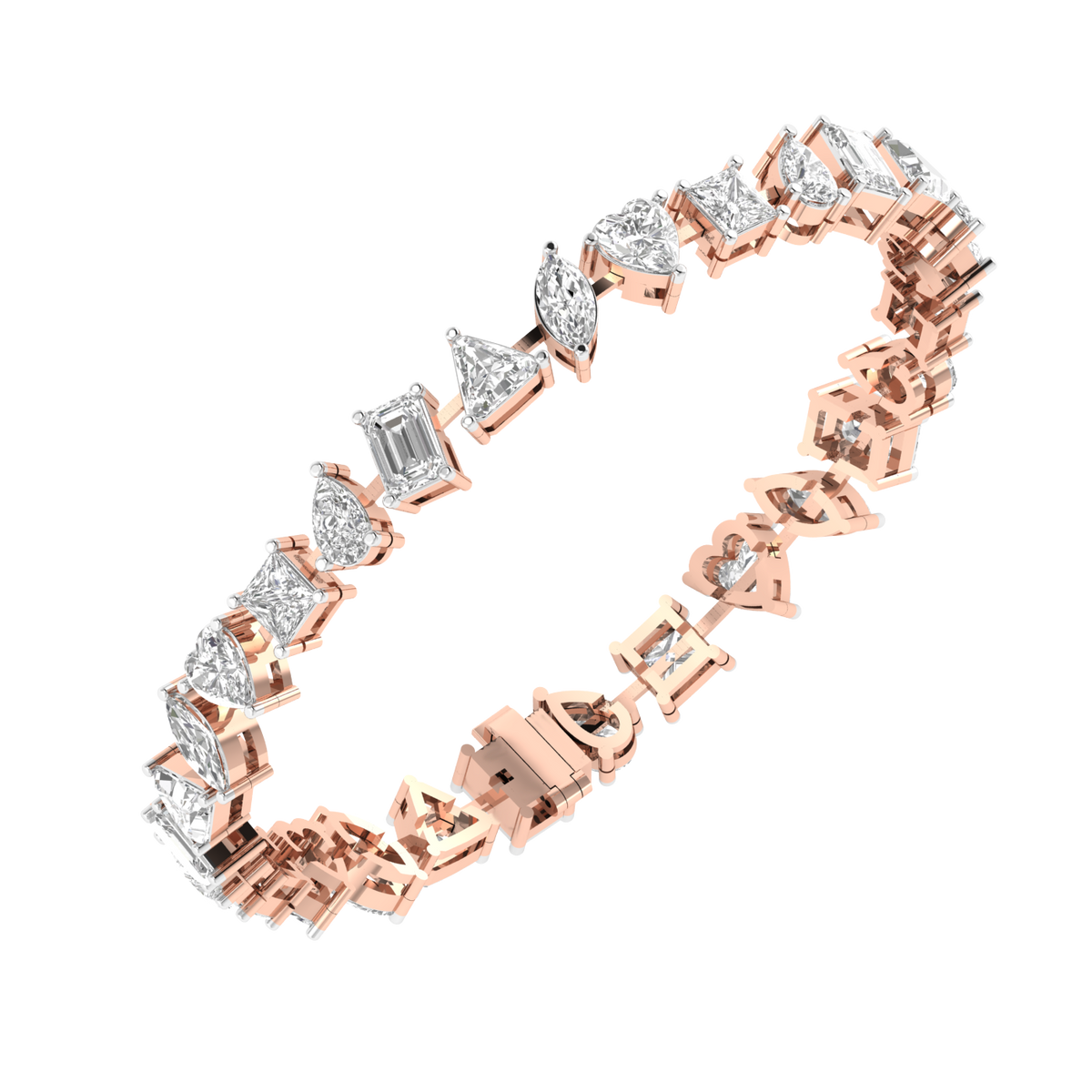 Lab Grown Multi shape bracelet - Rose