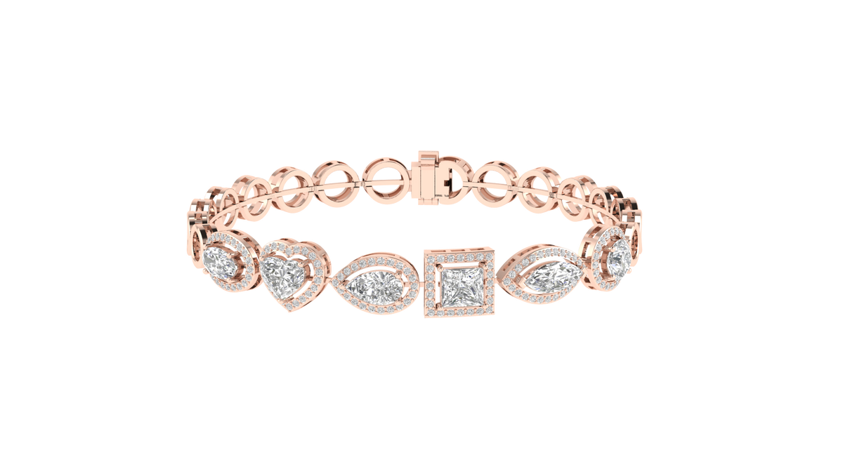Lab Grown halo multi shape soliatire bracelet - Rose