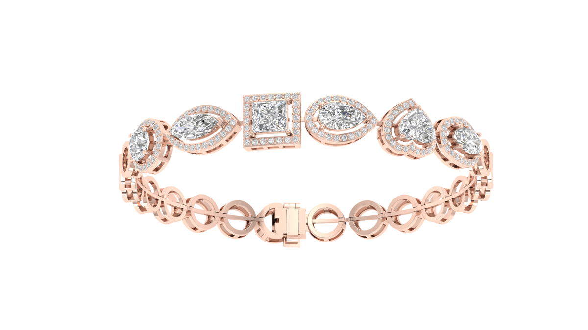 Lab Grown halo multi shape soliatire bracelet - Rose