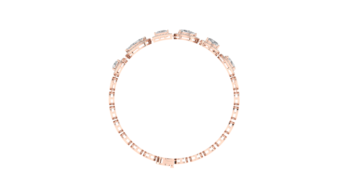Lab Grown halo multi shape soliatire bracelet - Rose