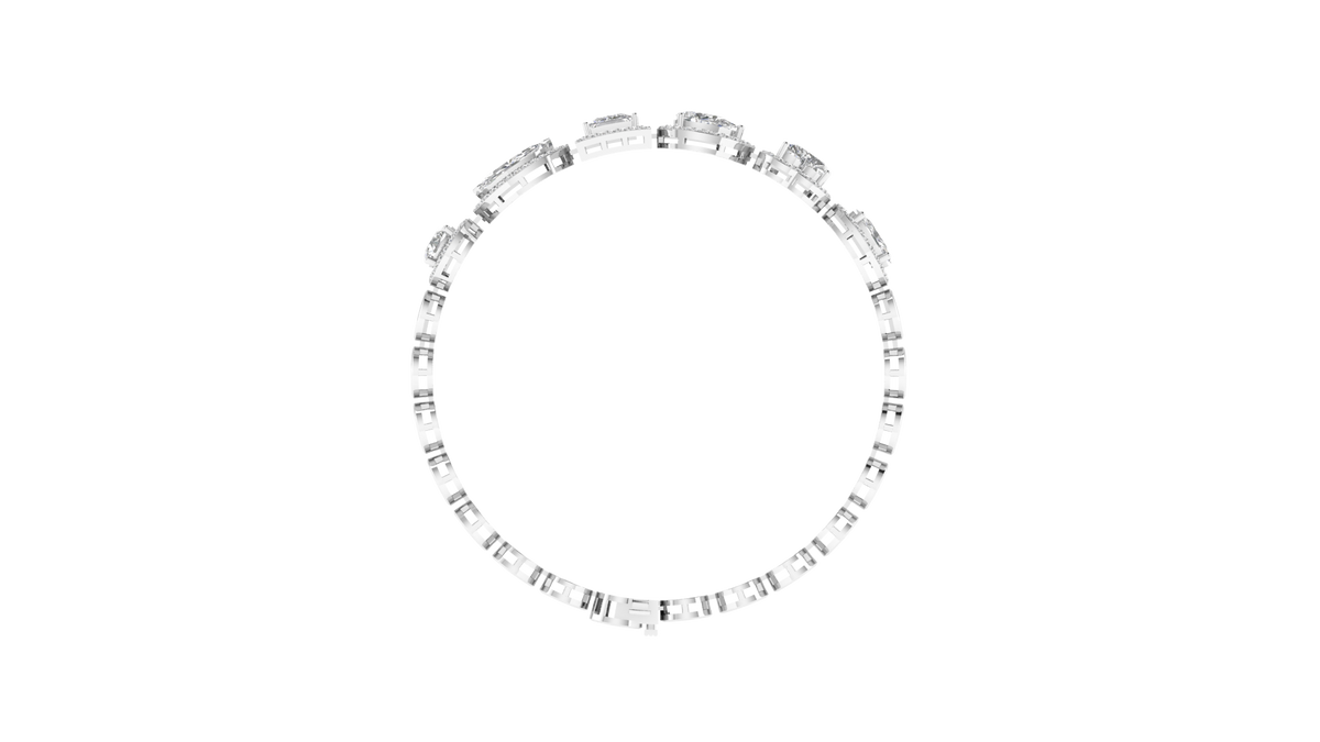 Lab Grown halo multi shape soliatire bracelet - White