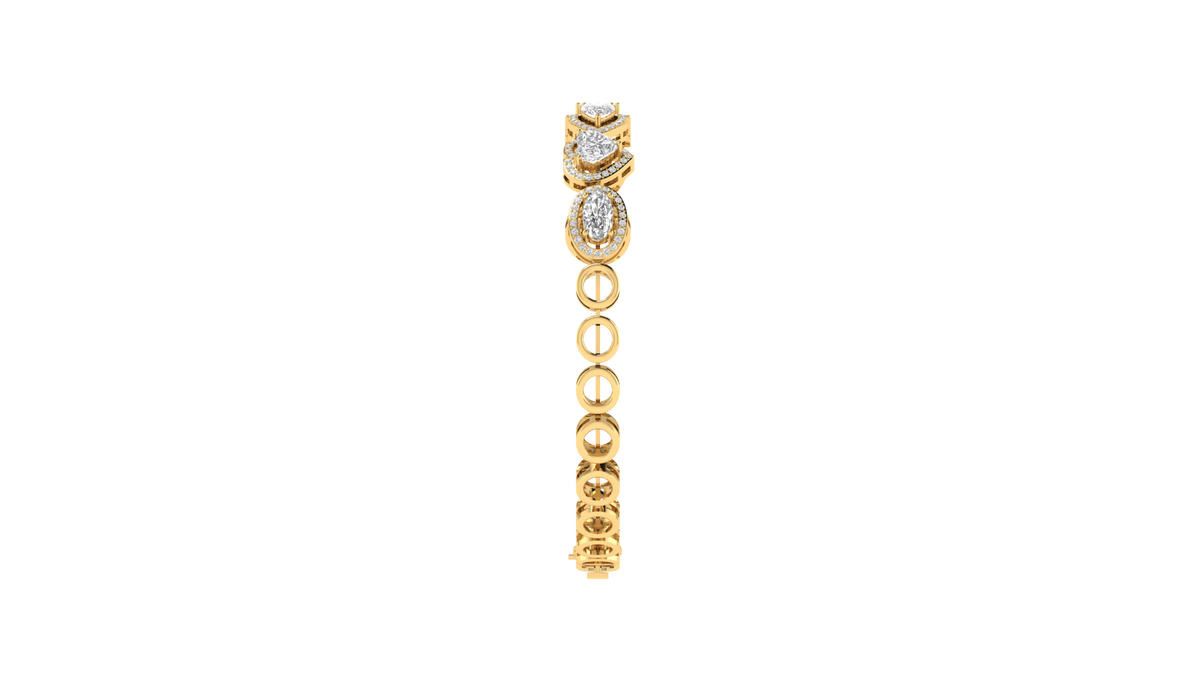 Lab Grown halo multi shape soliatire bracelet - Gold