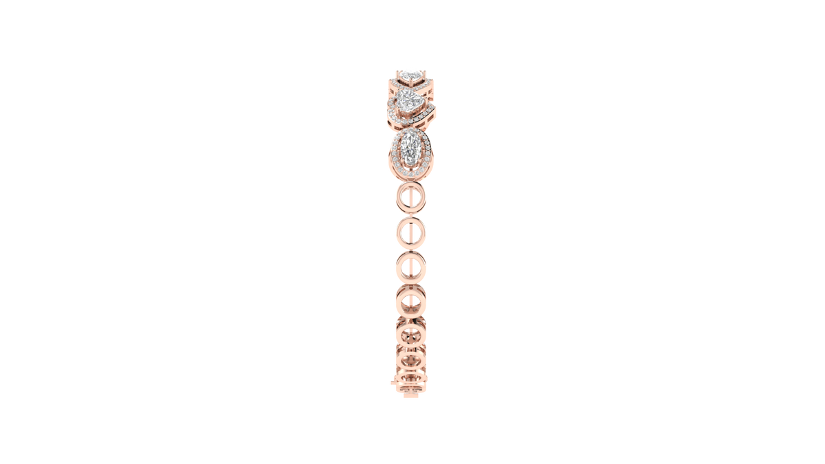 Lab Grown halo multi shape soliatire bracelet - Rose