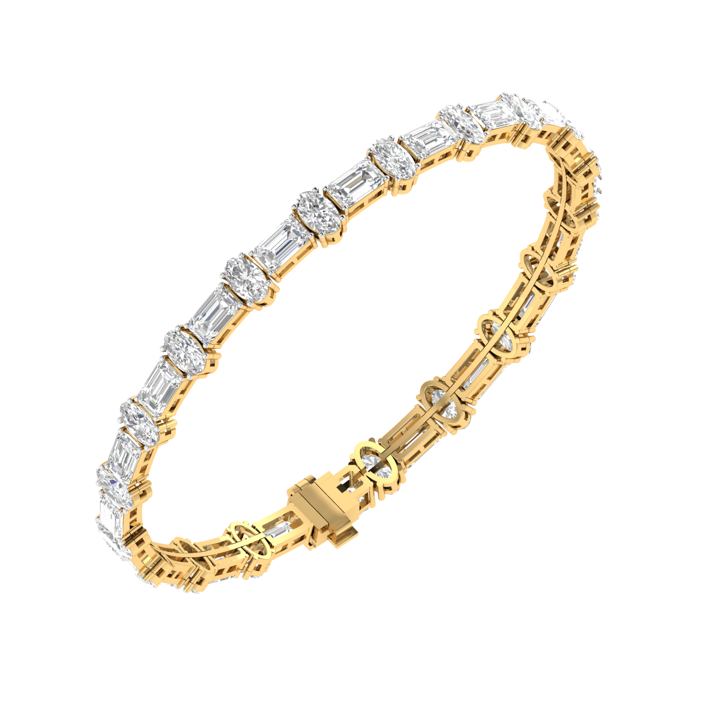 Lab Grown Emerald Oval Tennis bracelet - Gold