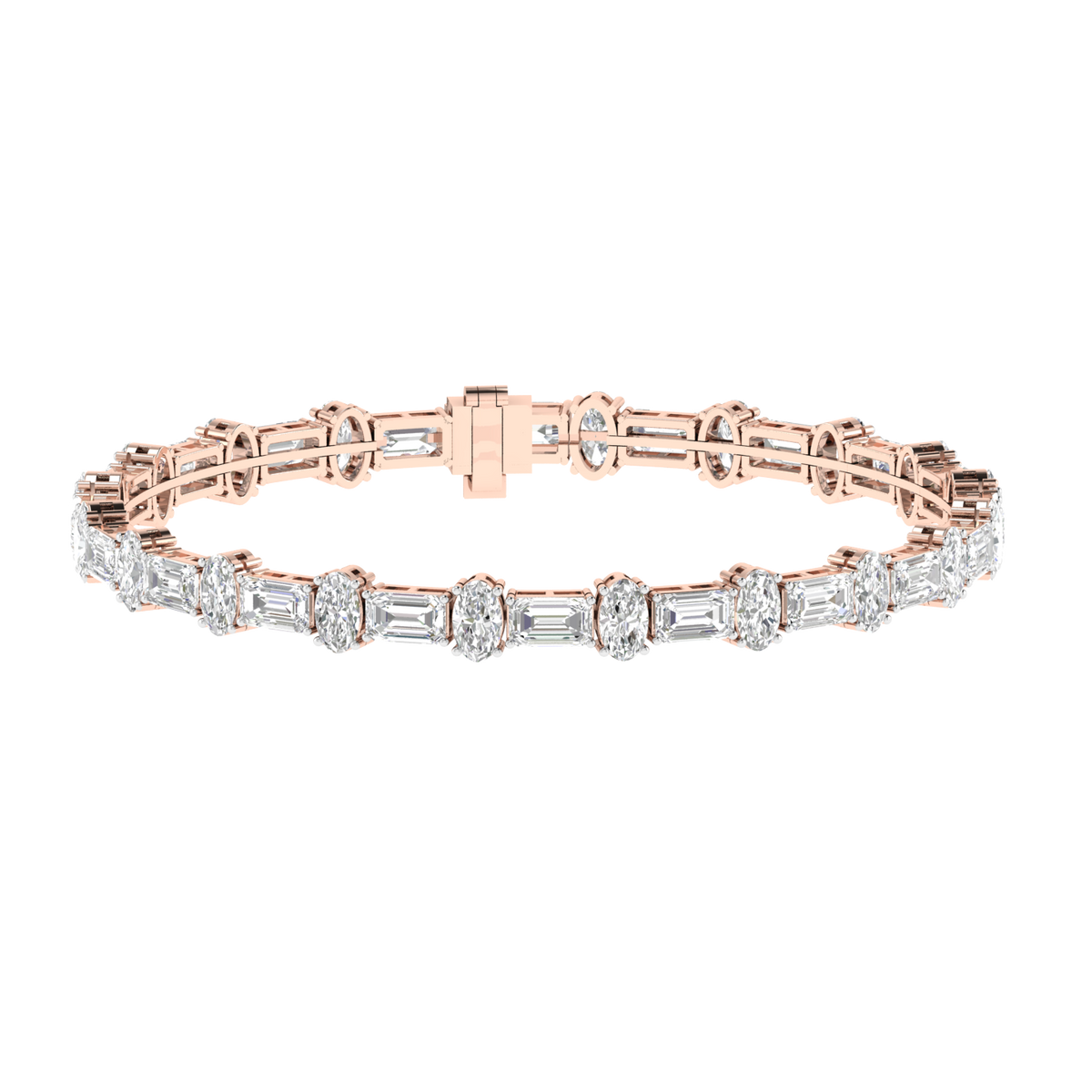 Lab Grown Emerald Oval Tennis bracelet - Rose
