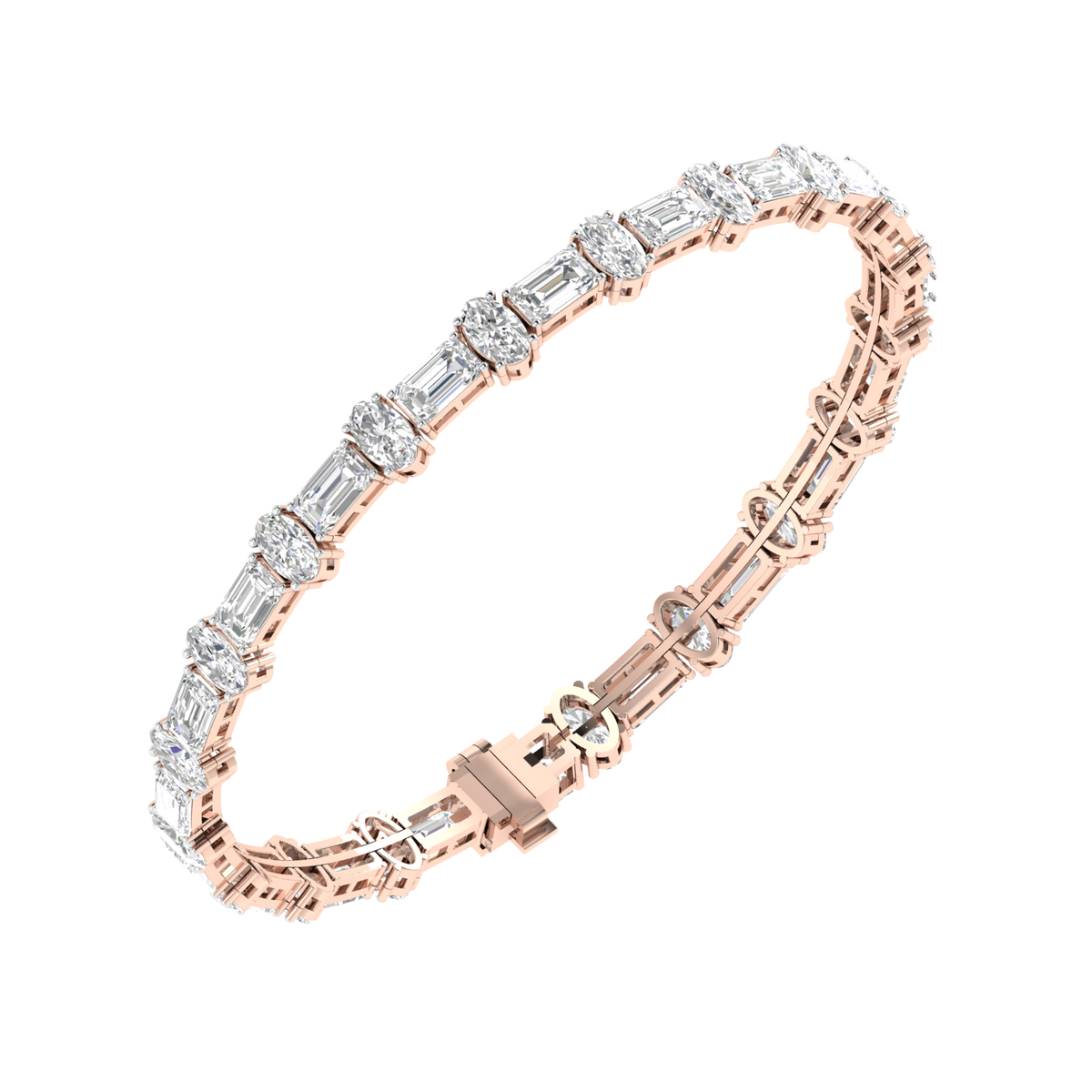 Lab Grown Emerald Oval Tennis bracelet - Rose