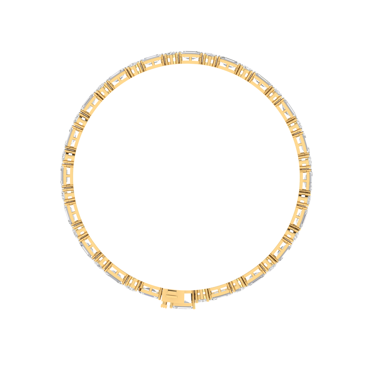 Lab Grown Emerald Oval Tennis bracelet - Gold