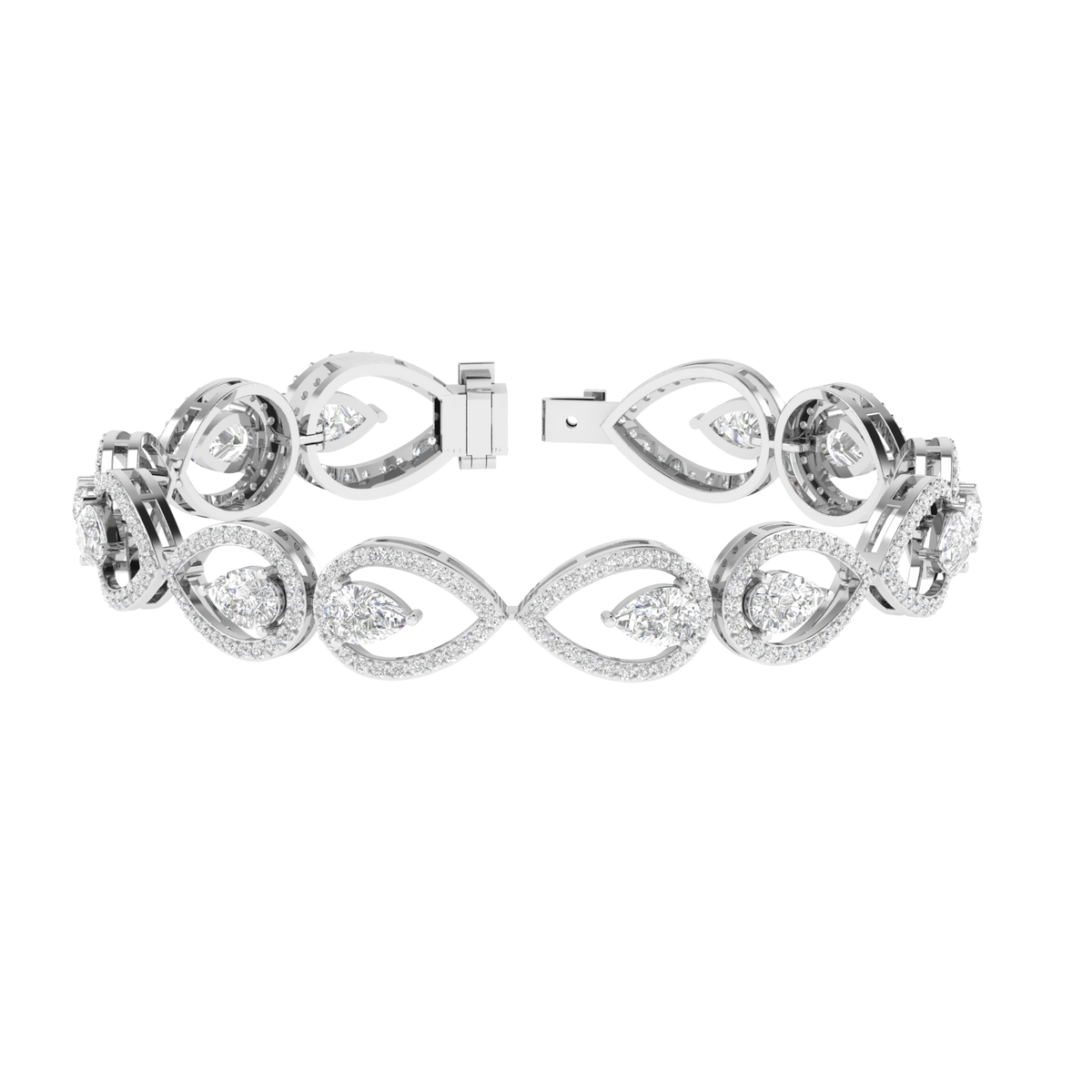 Lab Grown traditional pear shape tennis bracelet - White