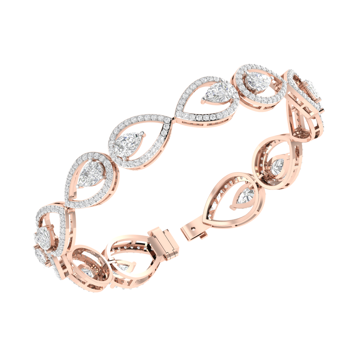 Lab Grown traditional pear shape tennis bracelet - Rose