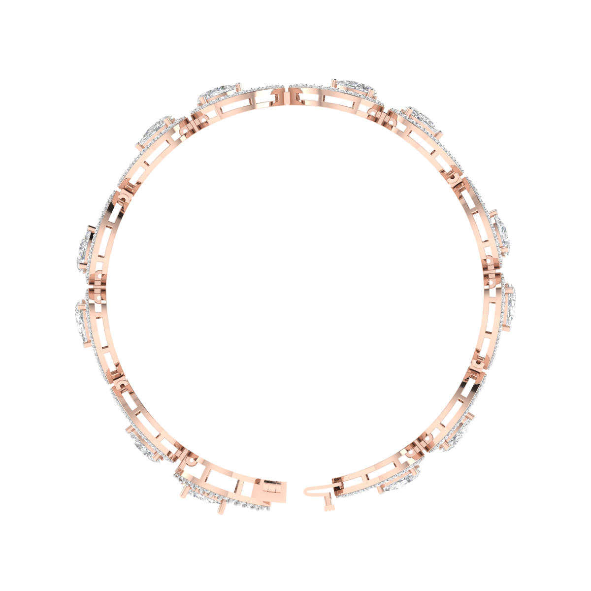 Lab Grown traditional pear shape tennis bracelet - Rose