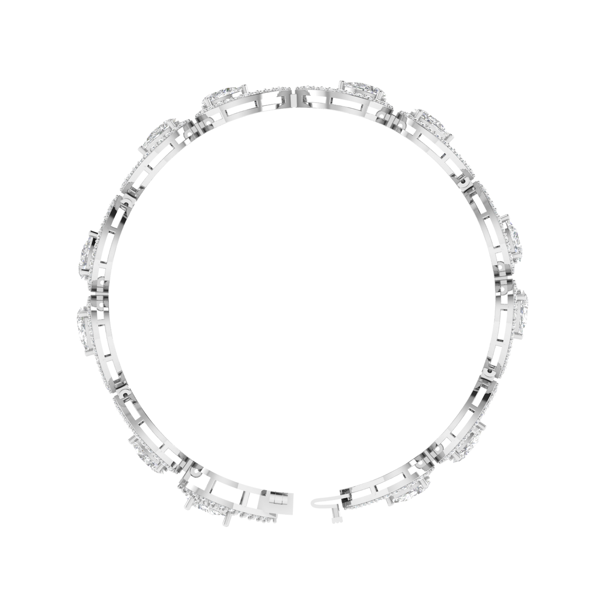 Lab Grown traditional pear shape tennis bracelet - White