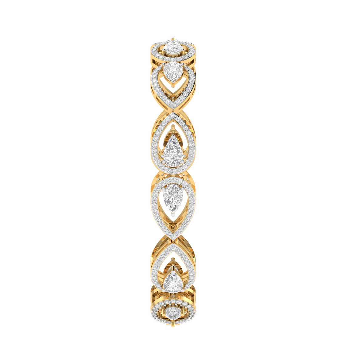 Lab Grown traditional pear shape tennis bracelet - Gold
