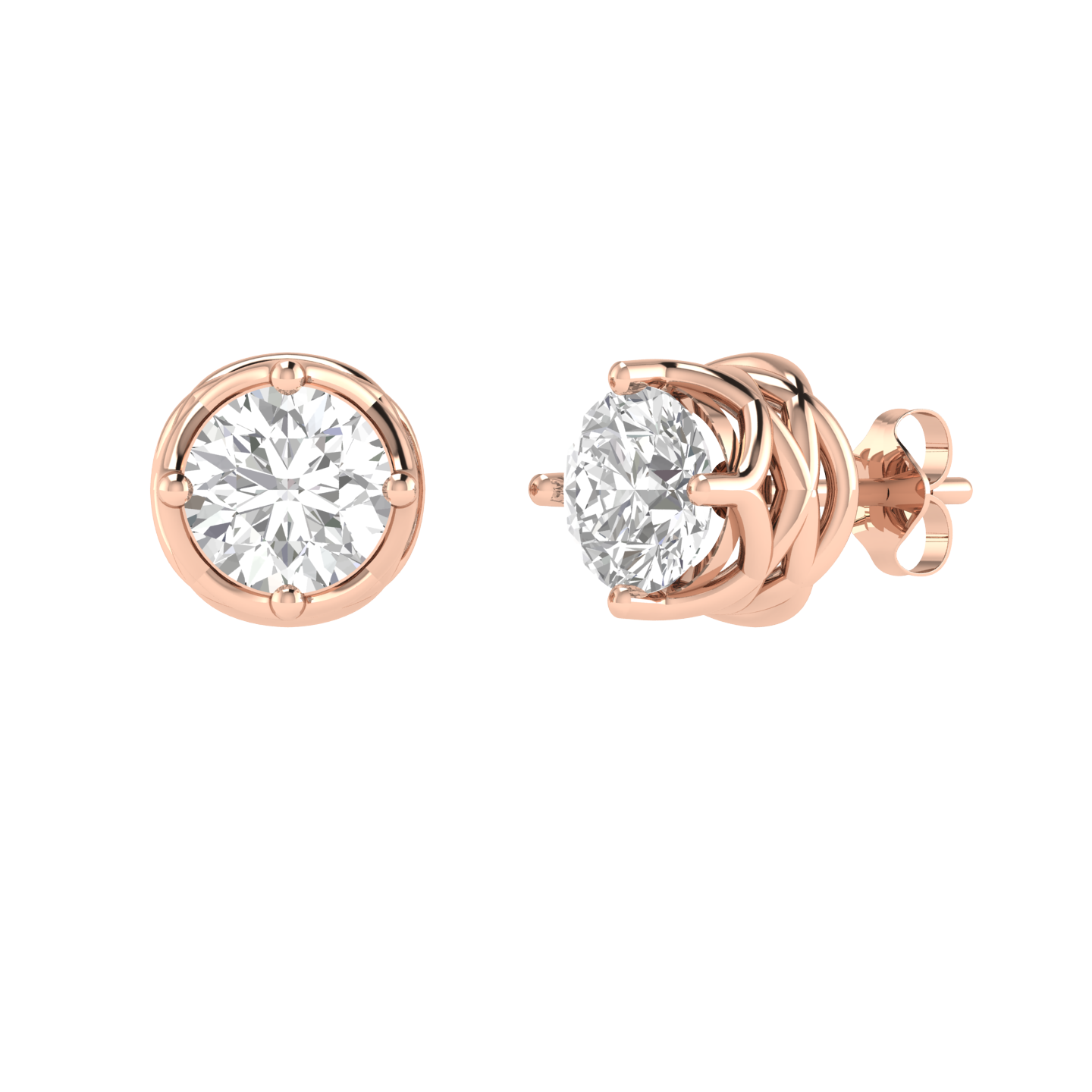 twisted base solitaire earrings - Rose