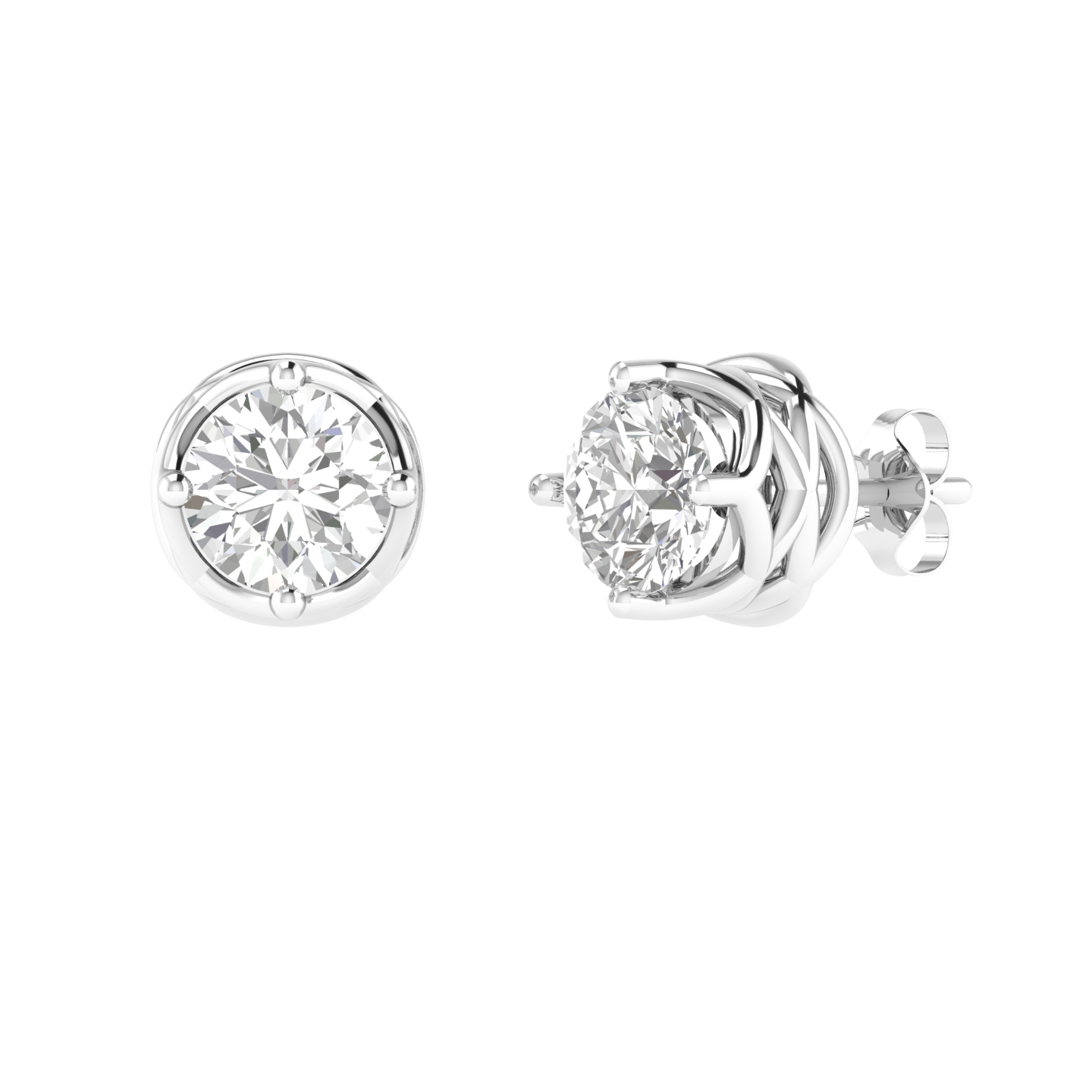twisted base solitaire earrings - White