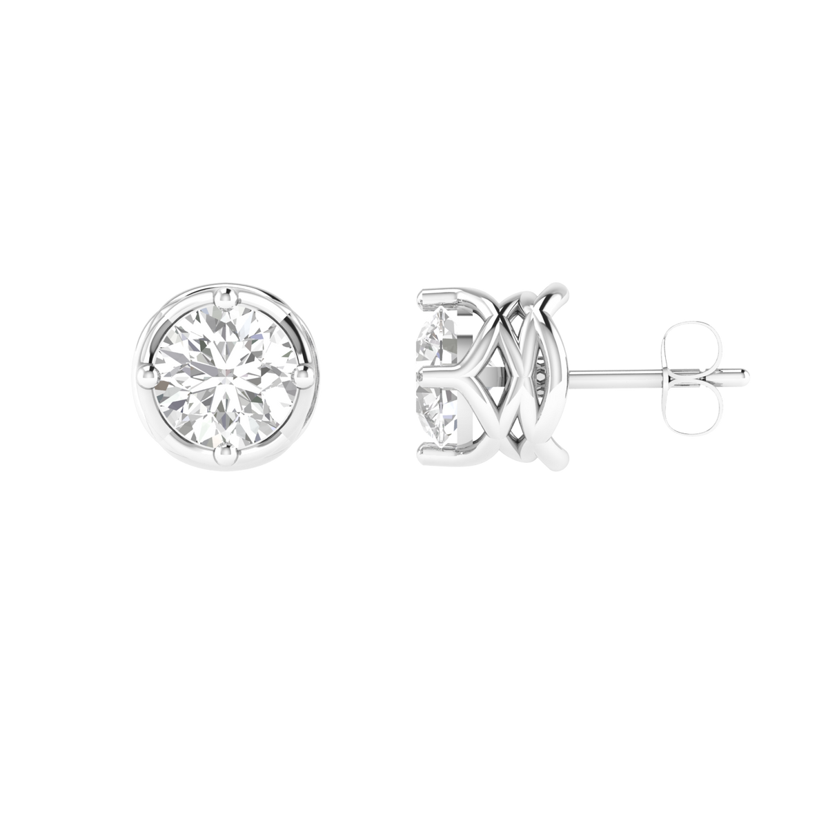 twisted base solitaire earrings - White