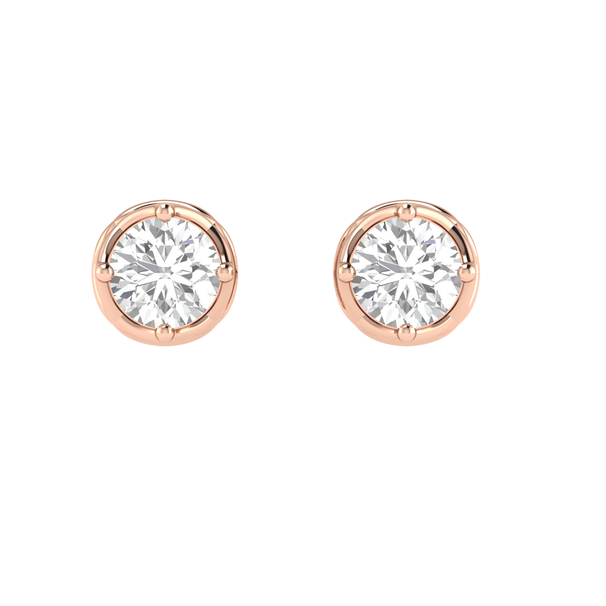 twisted base solitaire earrings - Rose