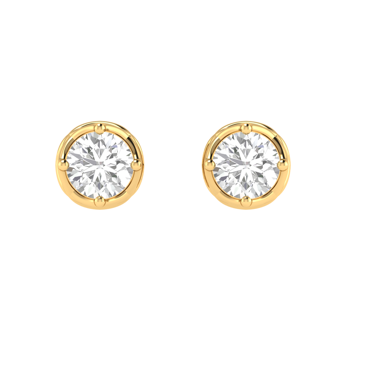 twisted base solitaire earrings - Gold