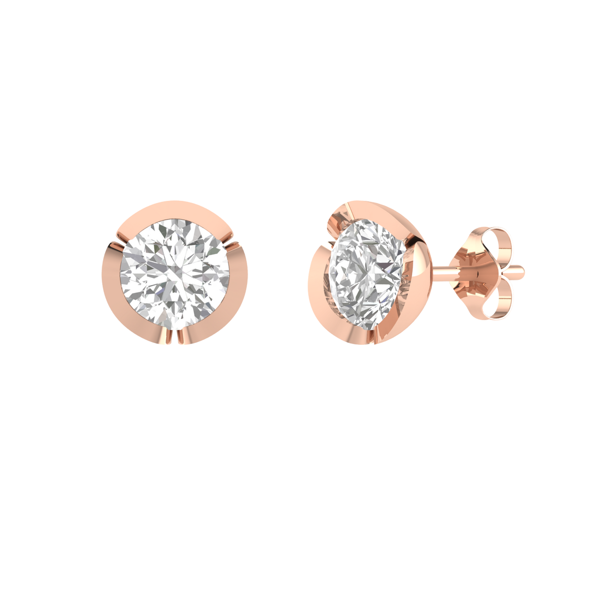 petal setting solitaire earrings - Rose